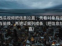 西瓜视频把信息拉直：先看对象有没有偷换，再把证据列成条（把信息拉直）