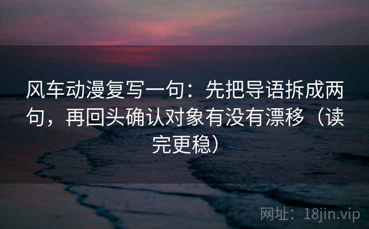 风车动漫复写一句：先把导语拆成两句，再回头确认对象有没有漂移（读完更稳）