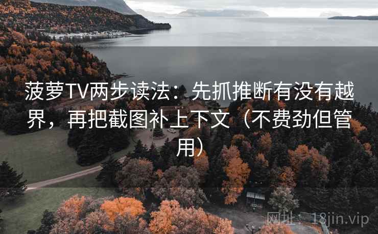 菠萝TV两步读法：先抓推断有没有越界，再把截图补上下文（不费劲但管用）
