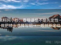 黑料网小抄：看导语是不是先定性→做把镜头选择写明→一眼就能定位